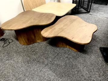 Salontafel Set Mangohout Japandi organisch beschikbaar voor biedingen