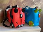 2 Trunki Koffers - Rood met Zwarte Stippen en blauw, Gebruikt, Hard kunststof, Slot, Minder dan 50 cm