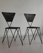 Vintage stoelen, Huis en Inrichting, Stoelen, Ophalen, Gebruikt, Twee, Zwart