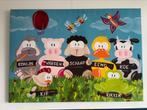 Kinderschilderij Beesies boerderijdieren met naam  100x70 cm, Ophalen of Verzenden, Zo goed als nieuw
