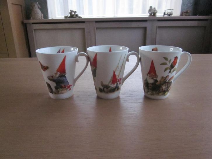 Rien Poortvliet setje 3 kaboutermokken D8cm H10cm, Huis en Inrichting, Keuken | Servies, Zo goed als nieuw, Overige typen, Effen