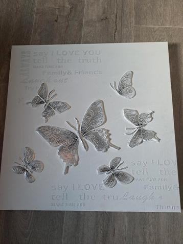 Schilderij met zilveren vlinders beschikbaar voor biedingen