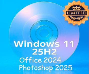 Windows 11 25H2 + Office 2024 + Photoshop 2025 +  for Gaming, Computers en Software, Office-software, Zo goed als nieuw, Windows