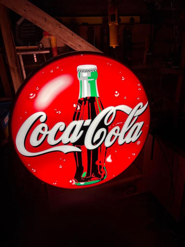Coca-Cola Reclamebord met Beugel, Verzamelen, Merken en Reclamevoorwerpen, Gebruikt, Reclamebord, Ophalen