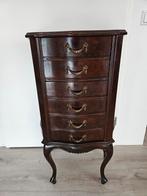 Vintage wortelnoten ladekastje, Huis en Inrichting, Kasten | Ladekasten, Ophalen, Gebruikt, 50 tot 100 cm, 3 of 4 laden