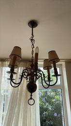 Antiek kroonluchter met kaarsvormige lampen en kapjes, Ophalen, Gebruikt, Glas, Traditioneel