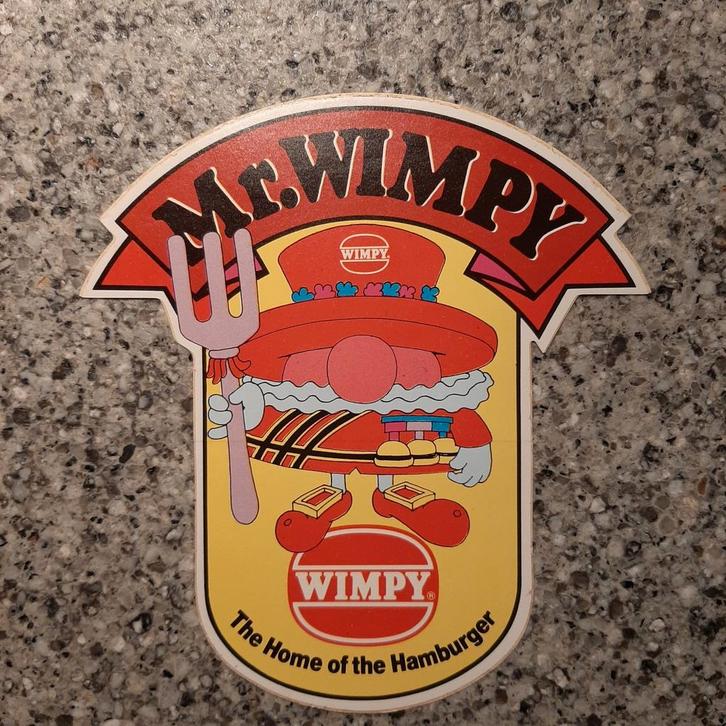 Vintage sticker Mr  Wimpy The home of the hamburger, Verzamelen, Stickers, Zo goed als nieuw, Overige typen, Ophalen of Verzenden