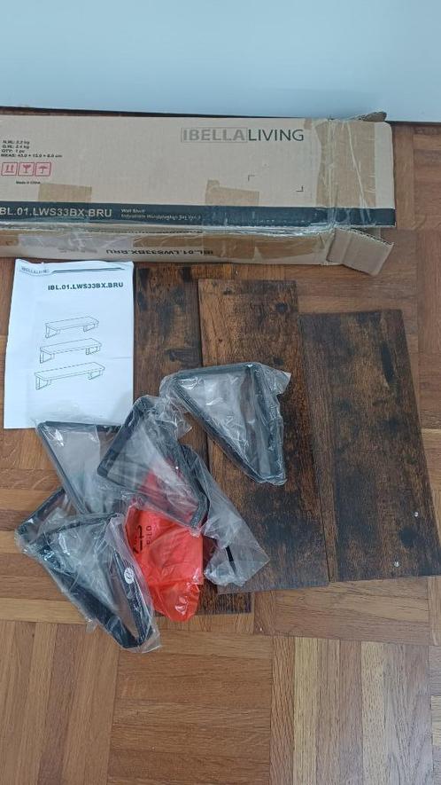 Ibella living, 3 houten plankjes met steun. Nieuw, Huis en Inrichting, Woonaccessoires | Wandplanken en Boekenplanken, Nieuw, Ophalen of Verzenden