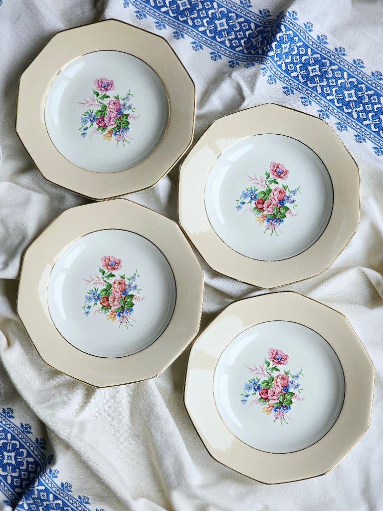 Set van 8 Franse diepe en platte borden Moulin des Loups, Antiek en Kunst, Antiek | Servies los, Ophalen of Verzenden