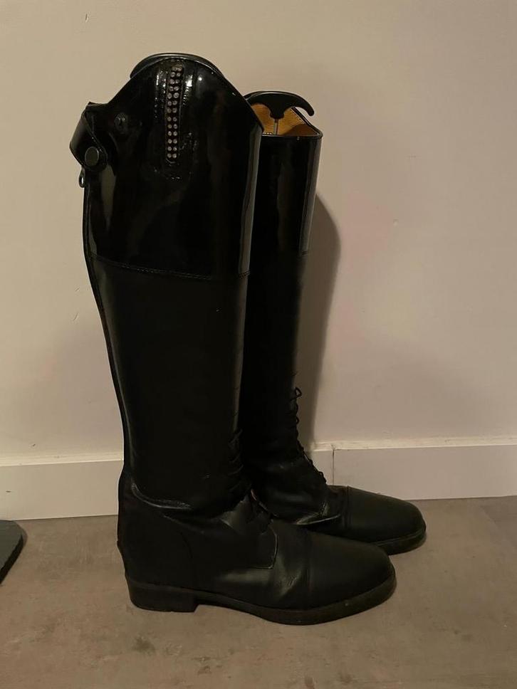 QHP Rijlaarzen zwart leer maat 40, Dieren en Toebehoren, Paardrijkleding, Gebruikt, Dames, Schoeisel, Dressuur, Ophalen of Verzenden