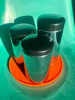 Vintage blikkenset voorraad chrome zwart Brabantia, Ophalen of Verzenden, Gebruikt, Beschuit