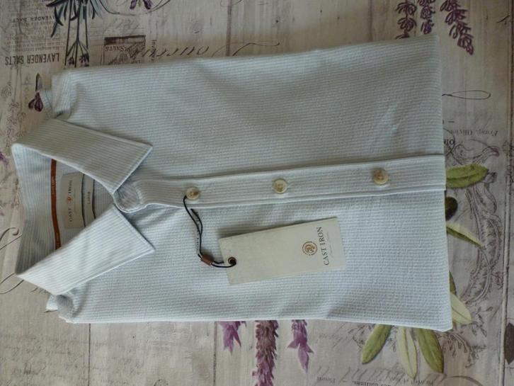 5.) Cast Iron Blouse - L Blauw/wit streep, Kleding | Heren, Overhemden, Nieuw, Halswijdte 41/42 (L), Blauw, Ophalen of Verzenden