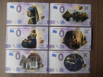 0 eurobiljetten serie Johannes Vermeer in kleur euro biljet beschikbaar voor biedingen