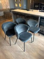 BePureHome Admit Eetkamerstoelen - velvet blauw/grijs, Ophalen, Gebruikt, Blauw, Stof