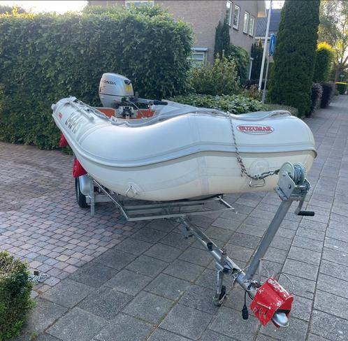 Rubberboot Suzumar 390  8pk honda met trailer, Watersport en Boten, Rubberboten, Zo goed als nieuw, Overige merken, Aluminium