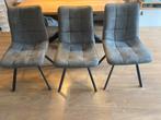 Eetkamer stoelen en/of bank in chique donkergrijze stof, Ophalen, Gebruikt, Drie, Industrieel