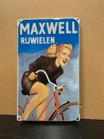 Maxwell Rijwielen emaille reclamebord, Ophalen of Verzenden, Zo goed als nieuw, Reclamebord