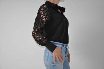 blouse met kanten mouw xs,s, nieuw, chiffon blouse 34,36 beschikbaar voor biedingen