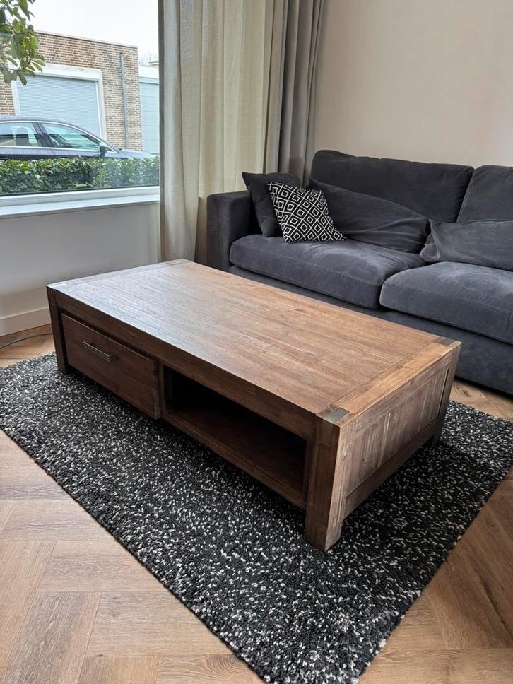 Salontafel acaciahout 140x70x40 (BxDxH), Huis en Inrichting, Tafels | Salontafels, Gebruikt, Minder dan 50 cm, 50 tot 100 cm, 100 tot 150 cm