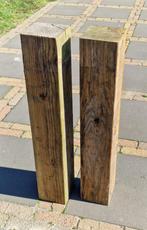 2 houten palen, larix, 84 cm lang en 14,5 cm breed., Ophalen, Gebruikt, Minder dan 180 cm, Palen