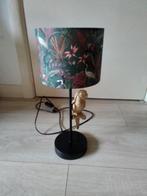 Leuke Tafellamp met Papegaai en Tropische Kap 46cm/20cm/14cm, Minder dan 50 cm, Nieuw, Ophalen of Verzenden, Stof
