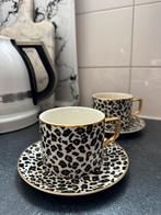 2x H&M Home kop en schotel met gouden rand, Ophalen of Verzenden, Zo goed als nieuw, Overige stijlen, Kop(pen) en/of Schotel(s)