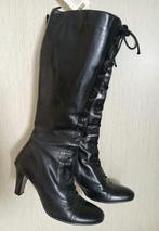 Lange leren veterlaarsen edwardian fetish gothic vampire 39, Hoge laarzen, Zwart, Ophalen of Verzenden, Zo goed als nieuw