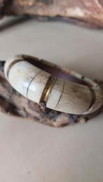 Vintage Armband Messing, Hout & Hoorn, Sieraden, Tassen en Uiterlijk, Armbanden, Ophalen of Verzenden, Gebruikt, Beige, Hout