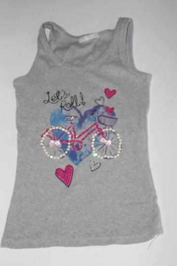grijs hempje met BLINGBLING en leuke details 152 als ~nieuw~ beschikbaar voor biedingen