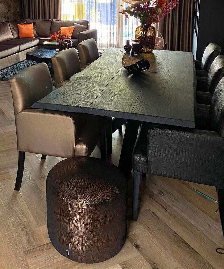 Set eettafel + eetkamer stoelen (eric kuster stijl), Huis en Inrichting, Tafels | Eettafels, Zo goed als nieuw, 50 tot 100 cm