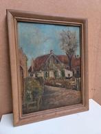Rustiek dorpsgezicht/ straatje, Antiek en Kunst, Kunst | Schilderijen | Klassiek, Verzenden
