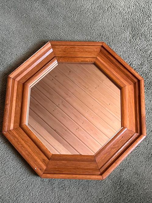 Eikenhouten Spiegel - Achthoekig, Huis en Inrichting, Woonaccessoires | Spiegels, Gebruikt, Minder dan 50 cm, Minder dan 100 cm