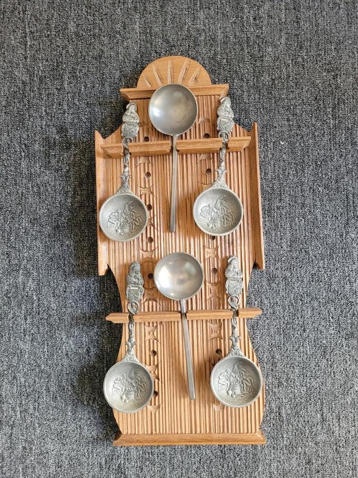 Lepelrek met Tinnen Lepels Adriaen Brouwer, Antiek en Kunst, Antiek | Tin, Ophalen of Verzenden