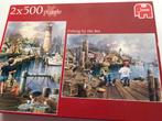 Puzzels 2x500 mooie afbeeldingen jongetje bij haven, Ophalen of Verzenden, 500 t/m 1500 stukjes, Zo goed als nieuw