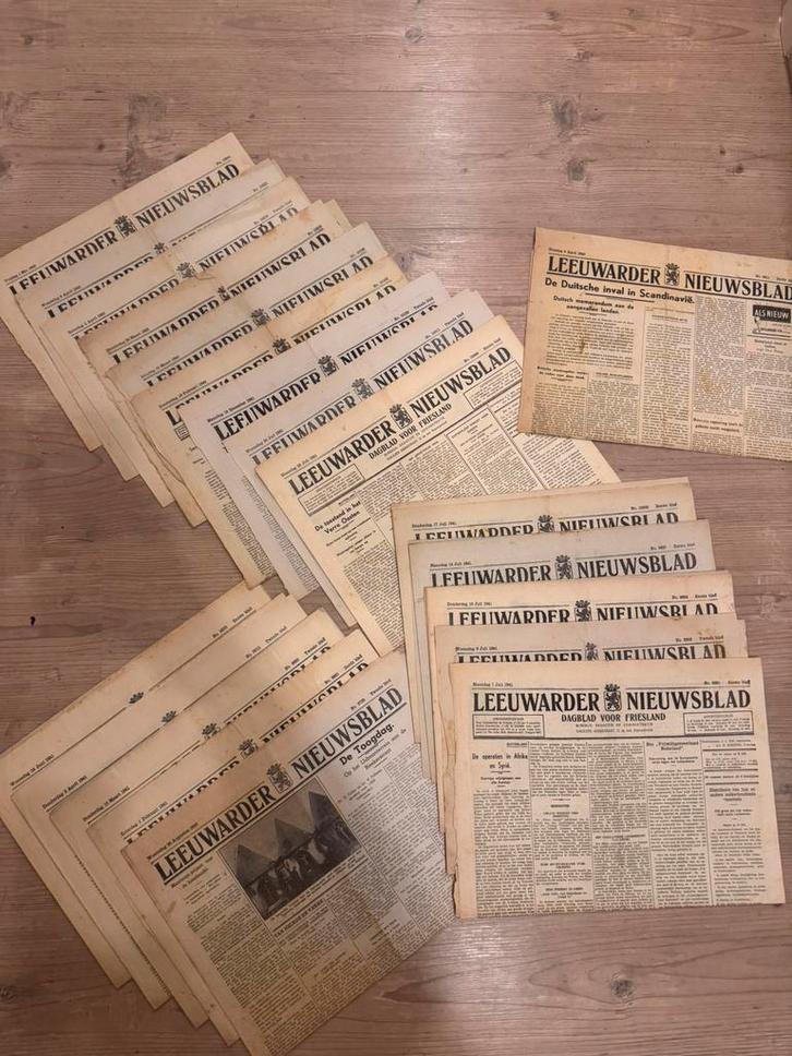 21 WOII-kranten 1941/1942 – Leeuwarder Nieuwsblad (zeldzaam), Verzamelen, Militaria | Tweede Wereldoorlog, Overige soorten, Boek of Tijdschrift