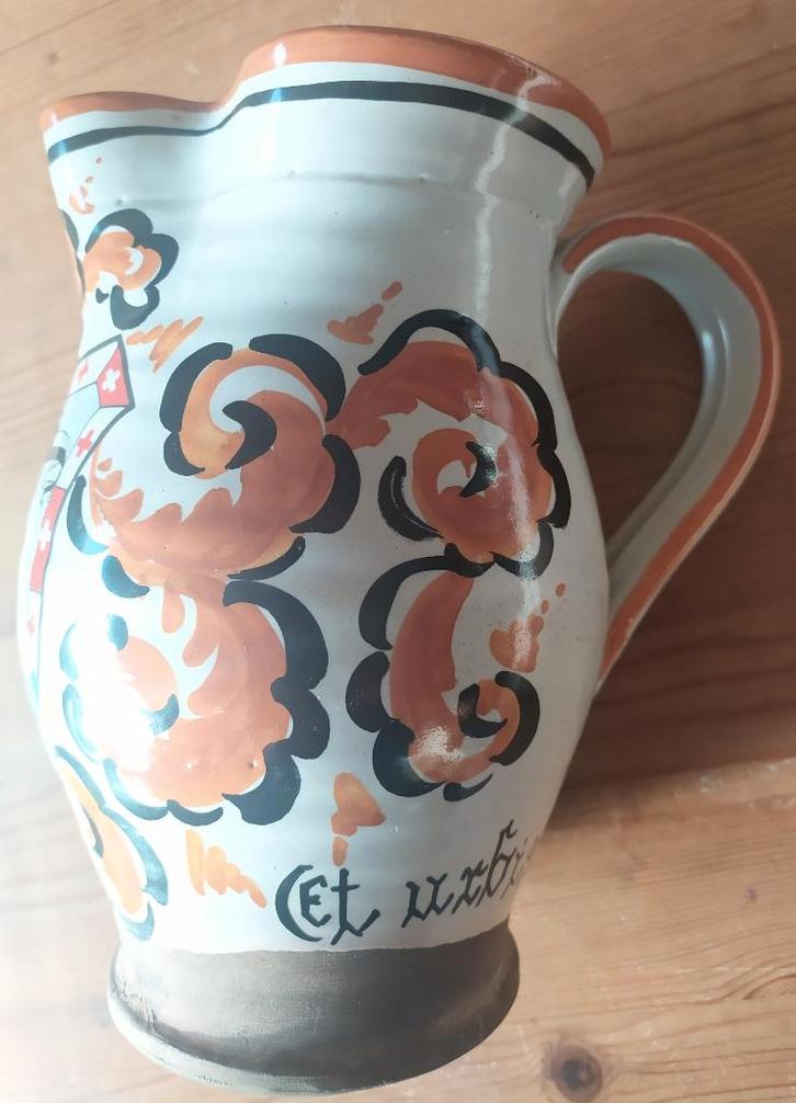 Antieke aardewerken wijnkruik met Romulus en Remus, Antiek en Kunst, Antiek | Keramiek en Aardewerk, Ophalen of Verzenden