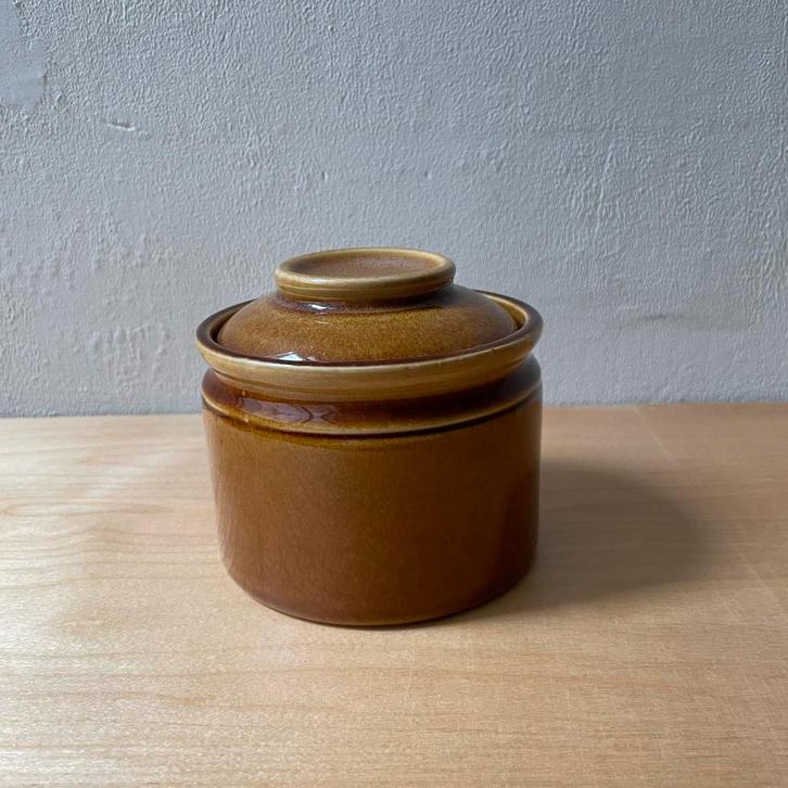 Vintage Bruine Keramieken Pot met Deksel, Huis en Inrichting, Keuken | Keukenbenodigdheden, Zo goed als nieuw, Ophalen of Verzenden