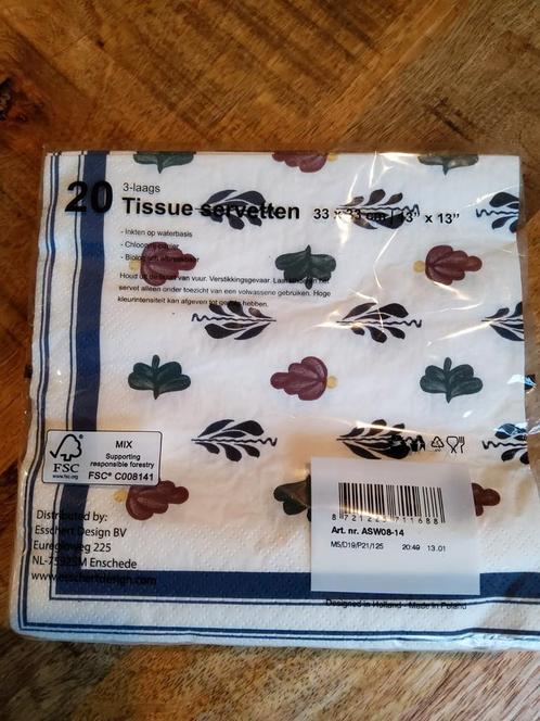 Boerenbont servetten  nieuw in ongeopende verpakking, Huis en Inrichting, Keuken | Textiel, Nieuw, Wit, Ophalen of Verzenden