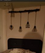 Hanglamp, 4 lampen aan boomstam, Huis en Inrichting, Lampen | Hanglampen, Ophalen, Gebruikt, Minder dan 50 cm