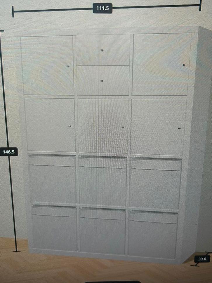 IKEA Kallax Kast met Inzetstukken & Drona Bakken, Huis en Inrichting, Kasten | Wandmeubels, Gebruikt, 100 tot 150 cm, Minder dan 150 cm