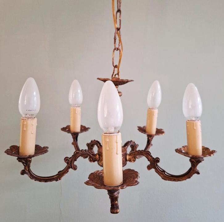 Oude franse Kroonluchter, Huis en Inrichting, Lampen | Kroonluchters, Gebruikt, Metaal, Ophalen of Verzenden
