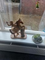 Houten beeld: Indiaan op paard, Antiek en Kunst, Ophalen of Verzenden
