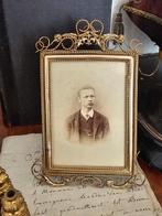 Zeer aparte antieke FOTOLIJST/ fotolijstje parelrand strik, Ophalen of Verzenden