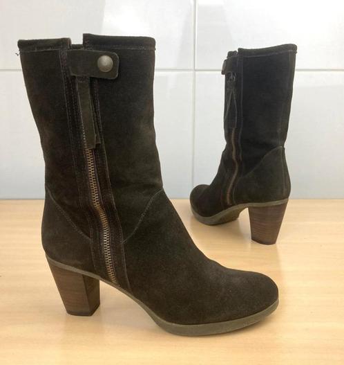 Via Vai suède bruine halfhoge laarzen met hak mt 39, Kleding | Dames, Schoenen, Zo goed als nieuw, Lage of Enkellaarzen, Bruin