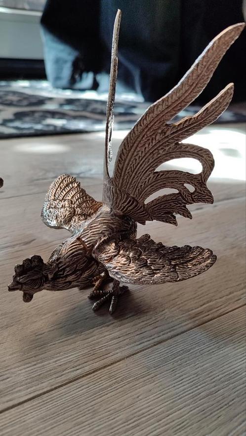 Verzilverde Vintage Vechtende kemphanen Set, Antiek en Kunst, Curiosa en Brocante, Ophalen of Verzenden