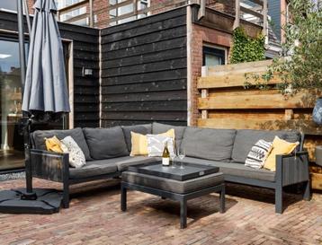 Moderne aluminium loungeset – antraciet, 250x250 cm beschikbaar voor biedingen