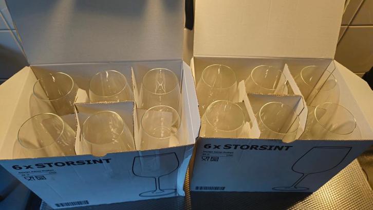 12x IKEA STORSINT Wijnglazen (49 cl) - 2x 6 Stuks in Doos, Verzamelen, Glas en Borrelglaasjes, Nieuw, Overige typen, Ophalen of Verzenden