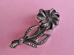 jwg Vintage 40s Art Deco markasiet st bloem broche zilver kl, Sieraden, Tassen en Uiterlijk, Antieke sieraden, Verzenden, Overige materialen