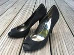 DUNE zwart suede peeptoes/pumps maat 41, Kleding | Dames, Pumps, Zwart, Ophalen of Verzenden, Zo goed als nieuw