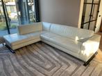 Moderne witte leren hoekbank, Huis en Inrichting, Banken | Bankstellen, Ophalen, Gebruikt, Hoekbank, 200 tot 250 cm